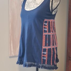 Madewell embroidered fringe tank